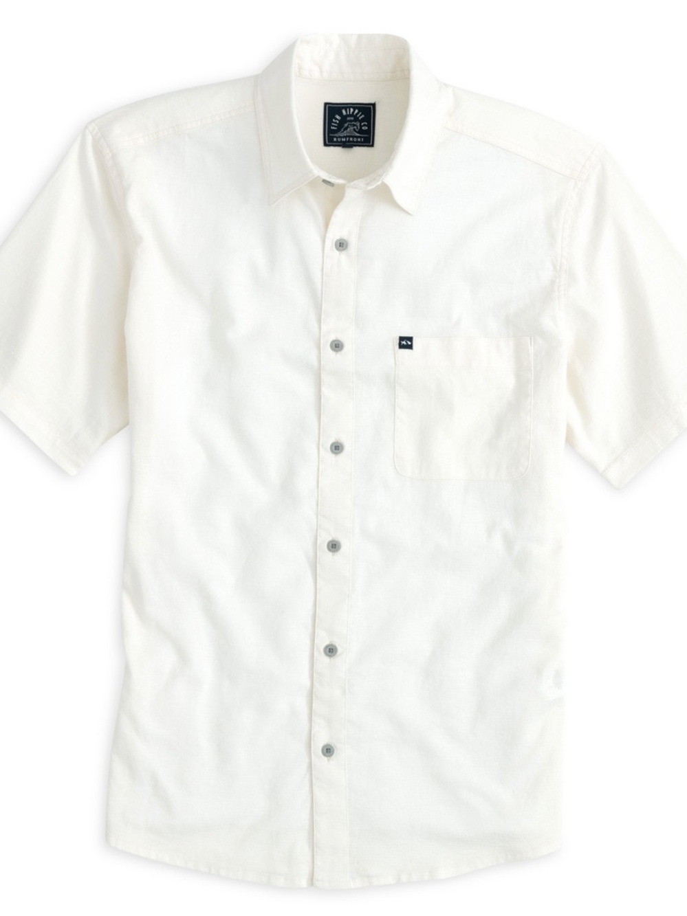 Men's Short-Sleeve Button-Down Shirt in Off-White - Casual Classic